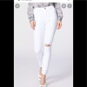 Paige Sarah Slim ripped high waist jeans size 24 in white frost destructed NWT